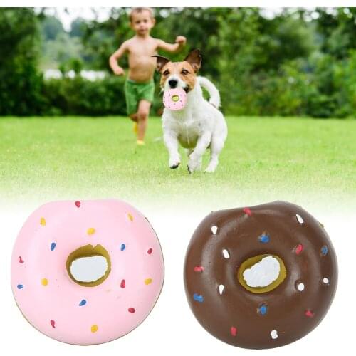 2Pcs Simulation Donut Shape Pet Toy Latex Dog Molar Toy Squeak Sound Training Toy For Teeth Cleaning Cat and Dog Toys