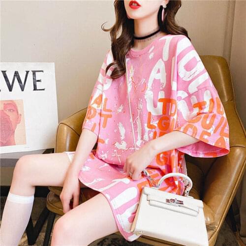 2020 Korean version of the new short-sleeved t-shirt female loose mid-length net red Harajuku style wild top