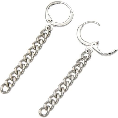 2021 Simple Earrings Fashion Korean Popular Punk Men Women Geometric Circle Word Drop Earrings Chain Jewelry Gift