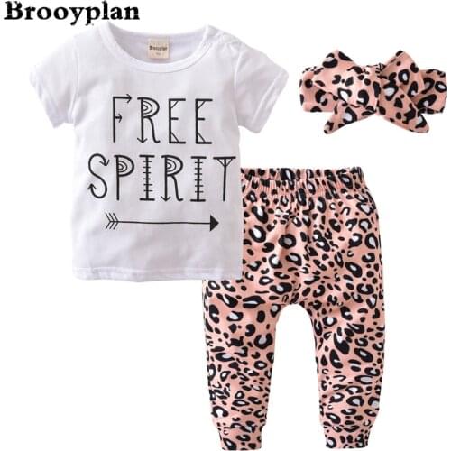 3 Pcs/Set New 2021 Summer Newborn Toddler Baby Girl Clothes Infant Clothing Short sleeved Top+Pants+Headband Casual Outfits