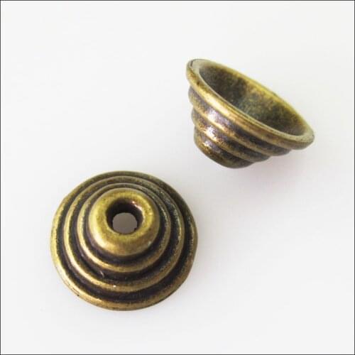 30Pcs Antiqued Bronze Color Cone End Bead Caps Connectors 10mm