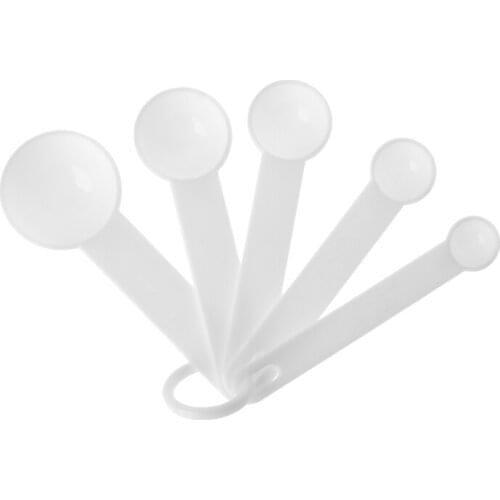 5Pcs/set Measuring Spoon White Plastic Teaspoon Tablespoon Utensil Kitchen Tool