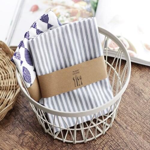 6pcs/set napkin 40x60cm cotton table mat placemat coaster gray stripe tea towel on the table