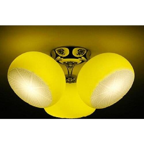 AC100-240V 46*23cm lemon glass lampshade kids children room lamps lights Modern orange child bedroom Ceiling light gift fixture