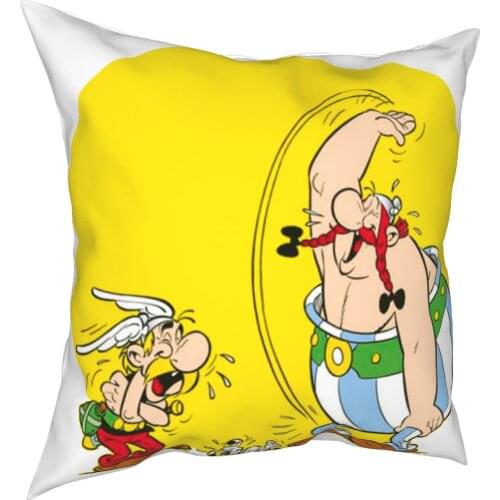 Asterix And Obelix Laughing Square Pillow Case Cushions for Sofa Funny Pillowcase