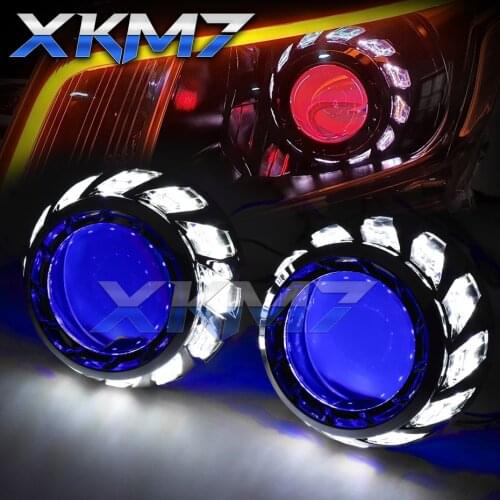 Angel Eyes Car Lens Running Lights For Cars Bi-xenon Projector 3.0 inch COB Spiral Halo Devil Headlight Tuning H4 H7 Accessories