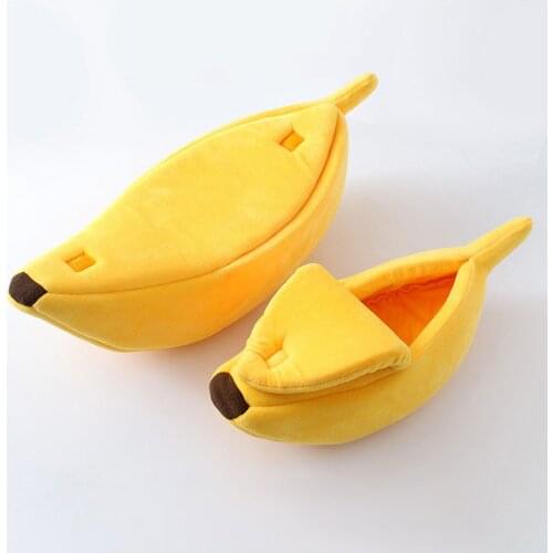 Banana Shape Pet Dog Cat Bed House Mat Durable Kennel Doggy Puppy Cushion Basket Warm Portable Dog Cat Supplies S/M/L/XL