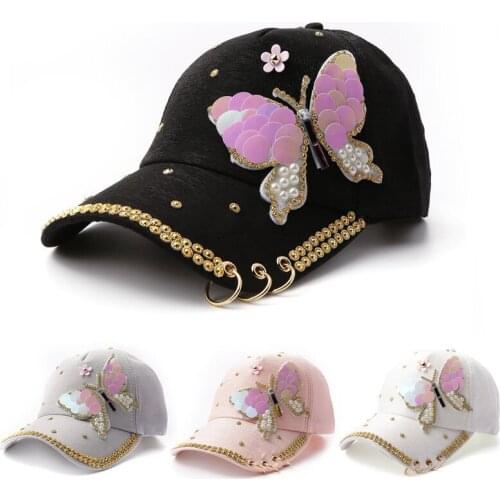Baseball Cap Floral Dad Caps Classic Shiny Metal Snapback Caps Hip Hop hats Pearl Rhinestone Snapback Cap Sun Hat