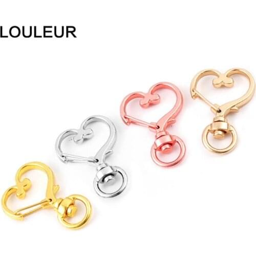 10pcs Cute Love Heart Hollow Key Chain Key Ring keychain DIY Accessories Lobster Clasp Jewelry Findings Wholesale Gift For Girl