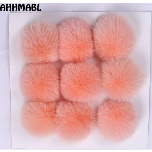 Baby Pink Natural Fox Fur Pom Poms For Womens Kids Knitted Hats 10cm Ball Pompom DIY Winter Brand NewSkullies Beanies Boots