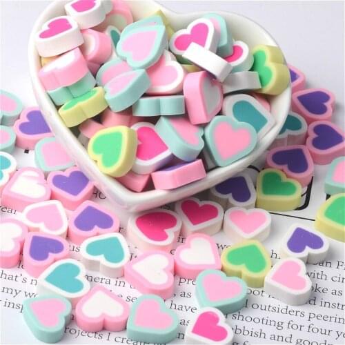 20Pcs Simulation Polymer Clay Heart Cotton Candy DIY Craft Supplies Phone Shell Decor Materials Hair Pin Accessories