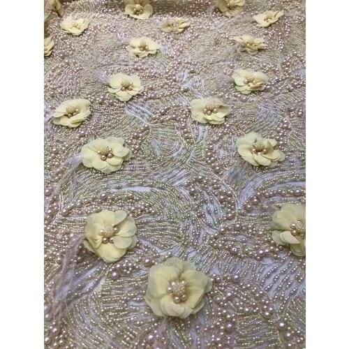 Exquisite 3D applique with bead embroidery, high-quality French tulle lace, suitable for high-end dresses for ladies