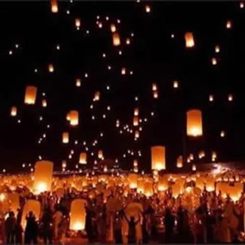 Chinese Paper Sky Flying Wishing Lanterns Fly Candle Lamps Wishing Light Christmas Party Wedding Festival Decoration 1pcs