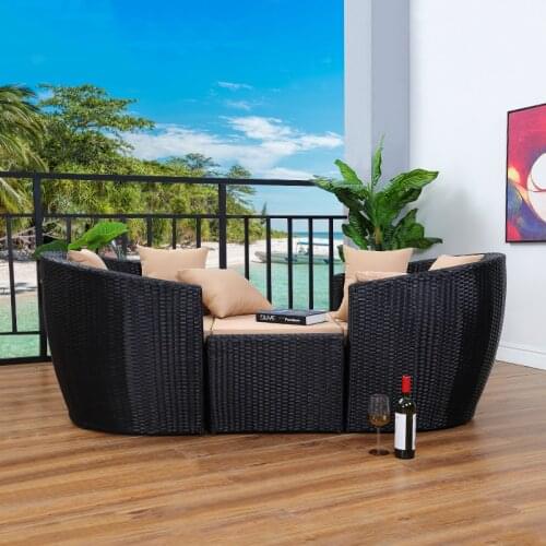 Freeshipping Lounger Outdoor Rattan Sofa Lying Bed Balcony Villa Outdoor PE Rattan Chairs Sets