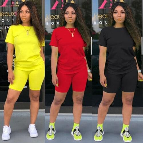 Summer Women Sports Suit Women Tracksuits Two Pieces Sets Womens Casual T-Shirts and Shorts Set Women Clothing Oversized Tshirt