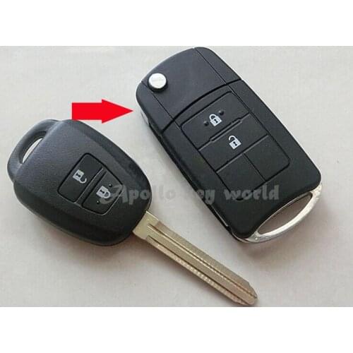 Modified Folding Flip Remote Key Shell Case For Toyota Corolla Camry Reiz New Vios RAV4 Crown 2 Buttons Key Fob Cover