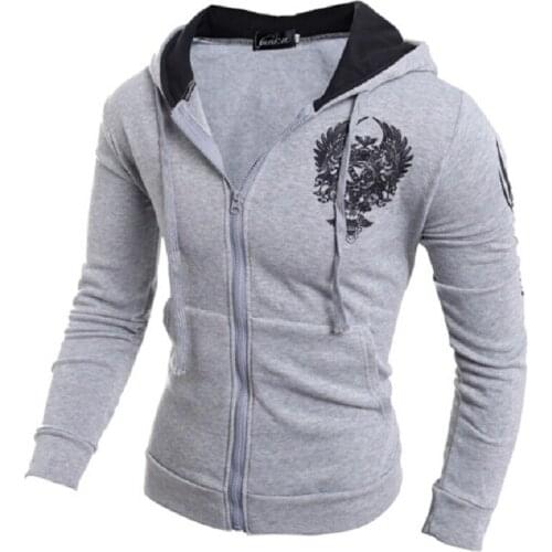 Mens Hoodie European and American Long-Sleeved Zipper Fleece Mens Fashion Spring and Autumn Casual Sports Hoodie Men