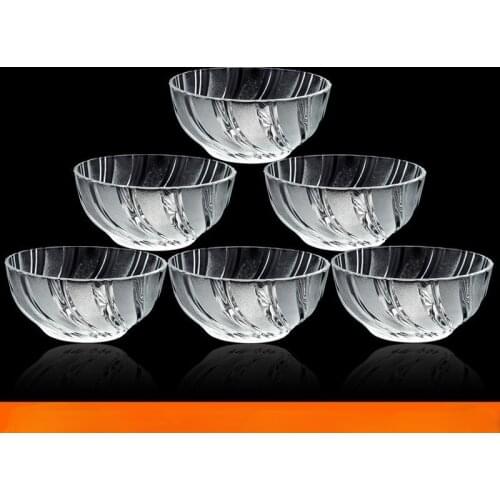 Creative Transparent Glass Tableware Bowl Set 6-piece Heat-resistant Glass Home Dessert Salad Bowl Kitchen Rice Bowl Tableware