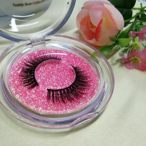 1 pair Pink Glitter Packaging 3D Soft Silk Protein False Eyelashes Extension Full Strip Eye Lashes Makeup custom logo Lashes