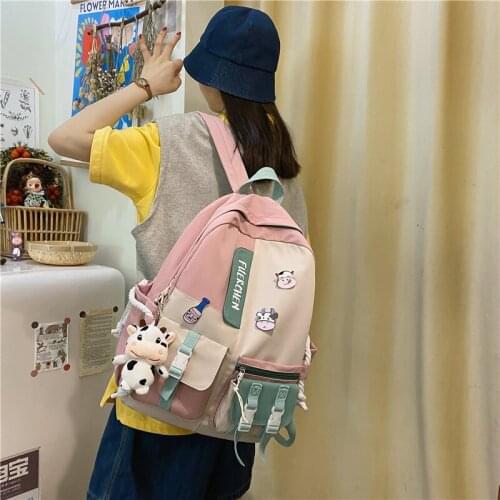 New Nylon Women Backpack Candy Color Waterproof School Bags for Teenage Girls Preppy Book Bag Female Fashion Designer Schoolbag