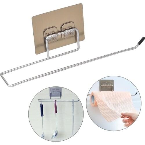 No-Drill Self Adhesive Toilet Paper Holder Stainless Steel Bathroom Kitchen Roll Paper Accessory Tissue Towel Rack Metal Holders