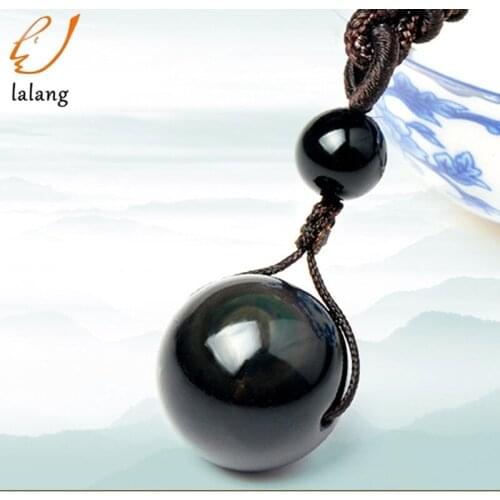 Necklaces & Pendants Natural Stone For Women and Men Black Obsidian Rainbow Eye Beads Ball Transfer Lucky Love Necklaces Lovers