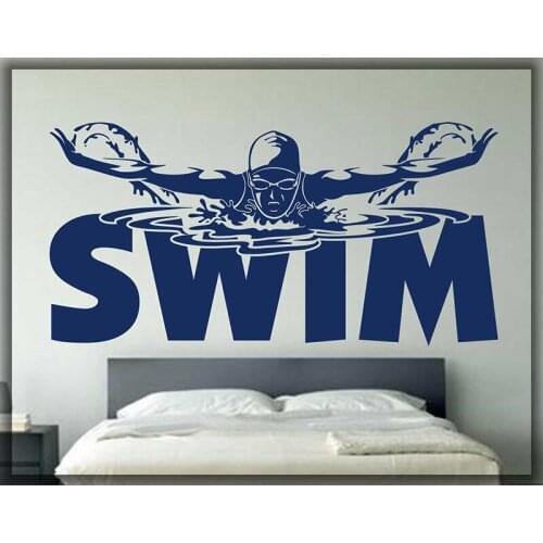 Swim Vinyl wall decal swimming pool home art DIY Sticker sports decor for boys room decor Mural teen gift birthday gift Y38