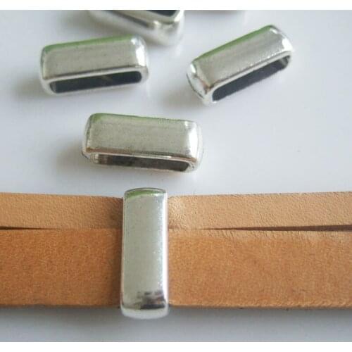 20pcs Alloy 14x3mm Hole Flat Sliders Spacer For Leather Bracelet Jewelry Findings
