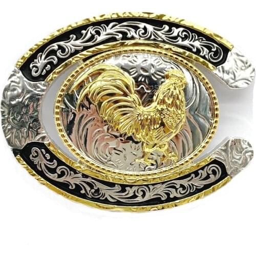 Western cowboy animal belt buckle silver and gold high-grade belt buckle semicircle shape