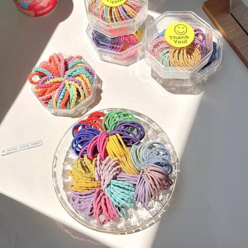 50 Pcs/Set new children Cute Colors Solid Scrunchies Rubber Bands baby girls Lovely Soft Elatic Hair Bands Kids Hair Accessories