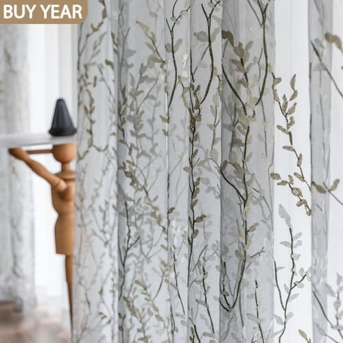 Fresh embroidered Chinese Tulle Parlor bedroom bay window Tulle