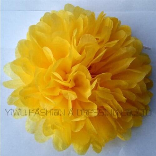 8" (20cm) 29pcs/lot Deep Yellow Hanging Flower Balls Wedding Paper Pom Pom Decorations Free Shipping With 28 Colors Available
