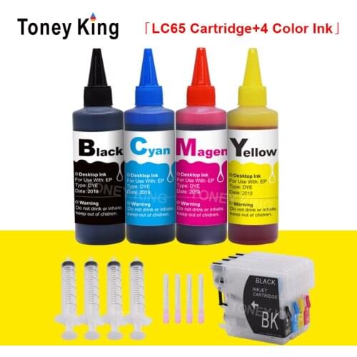 Toney King LC65 XL Printer Ink Cartridge For Brother 11 16 38 61 67 980 990 1100 For Brother J270W 290C 295CN+400ml Dye Ink
