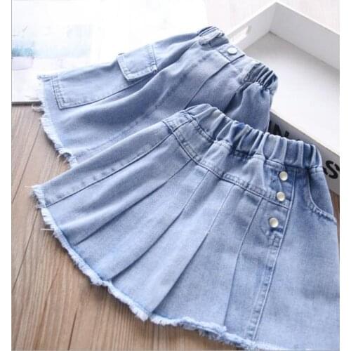Spring girls skirts summer new baby girl button tutu denim shirts children clothes wholesale