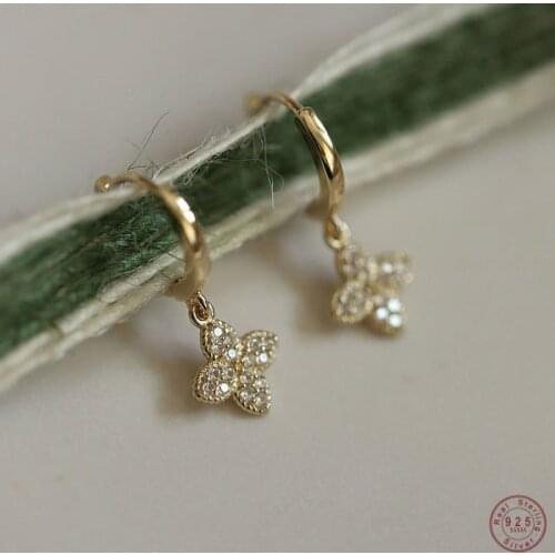 925 Sterling Silver European Pavé Crystal Cross Flower Earrings Women Fashion Vintage Party Jewelry Girlfriend Gift