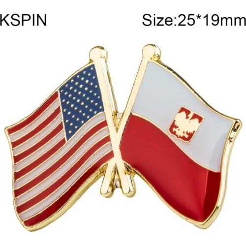 U.S.A.& Poland Friendship Lapel Pins Flag Lapel Pins Country Flag Badge Flag Badge Brooch XY0329