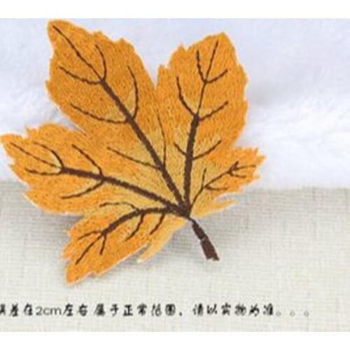 1PCS New Embroidery Flower Sticker Patch Leaf Sewing Applique Lace Fabric Apliques Maple Leaf Stickers Patches For Clothing F38