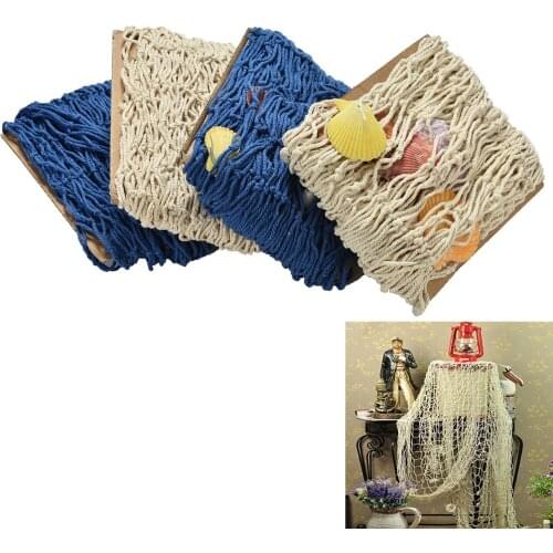1 PCS New Style Fish Netting With Shell Tropical Summer Beach Scene Party Room Decorations Home Decoration White Blue