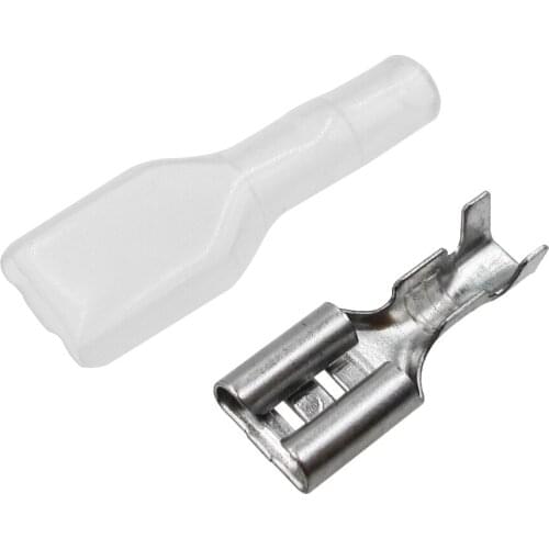 100pcs/lot 6.3 the plug spring insulated terminal cold terminal with transparent sheath