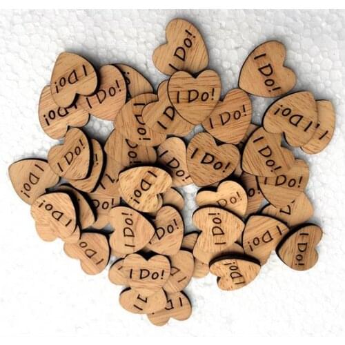 100pcs/Lot I Do! Wooden Heart Table Confetti Rustic Wedding Decoration Wood Confetti Photo Props Supplies
