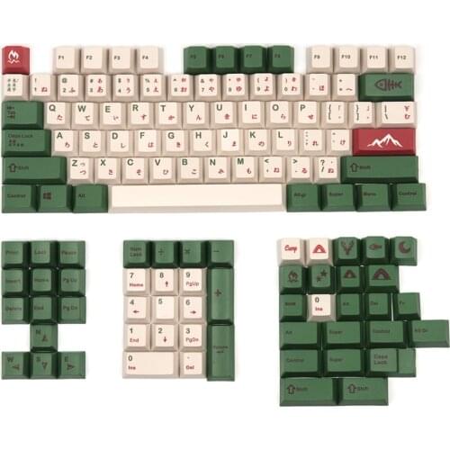 115Pcs Camping PBT Dye-Sub Keycaps Cherry Profile Keycaps For 61/ 64 / 87 /104 Keys Diy Custom Mechanical Gaming Keyboard