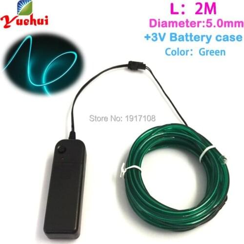 2021NEW Fashion Advertising Decoration Flexible For 2M 5.0mm Blue EL Wire Rope Tube Neon Cold Light Glow With DC-3V Inverter
