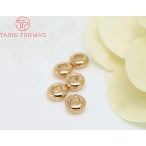 10PCS 6x3.8MM 24K Champagne Gold Color Plated Brass Wheel Spacer Beads Bracelet Beads High Quality Jewelry Accessories