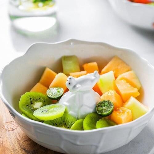 3D Polar Bear Ceramic Bowl Dessert Salad Noodle Rice Bowl Reusable Candy Dish Soup Bowl For Peanuts Soup Fruit Kitchen Flatware