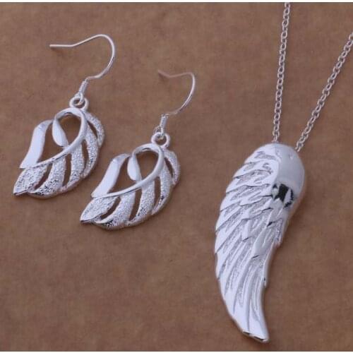 AS329 Hot Sell Lucky Silver Color Jewelry Sets For Women Jewelry Sets Earring 509 + Necklace 146 /dvnammua Bphakgoa