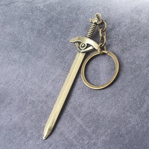 Classic Game Neverwinter Nights Metal Keychain Golden Zinc Alloy Sword Weapon Pendant Keyring For Car Bag Fashion Accessories