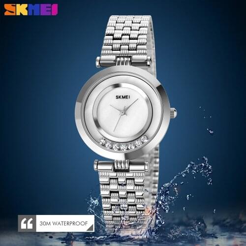 SKMEI Brand Luxury Women Watches Ladies Creative Stainless Steel Waterproof Wristwatch Diamond Dial Bracelet Female Girl Clock