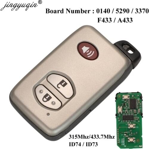 Jingyuqin Keyless Entry Remote Car Key For Toyota Land cruiser Prado Camry RAV4 Pruis F433 A433 0140 3370 5290 6601 315/433Mhz