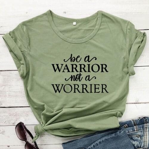 Be A Warrior Not A Worrier T-shirt Casual Unisex Short Sleeve Christian Tshirt Religious Women Motivational Jesus Top Tee Shirt