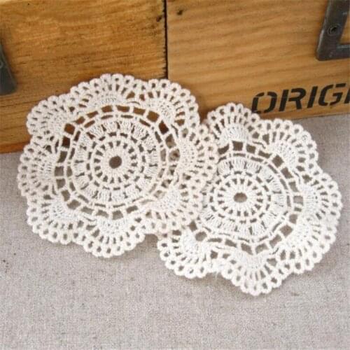 8cm flower cotton embroidered lace Patches mesh patch handmade hair craft garments accessories CX86